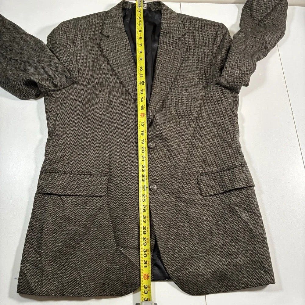Jos A‎ Bank Silk Wool Blazer 42R Green Herringbone Sport Coat (Tag 41)